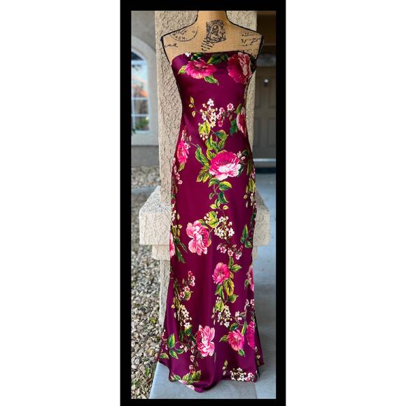 Petal and Pup Bryden Burgundy Floral Print Maxi Slip Dress Size XL - Picture 2 of 12